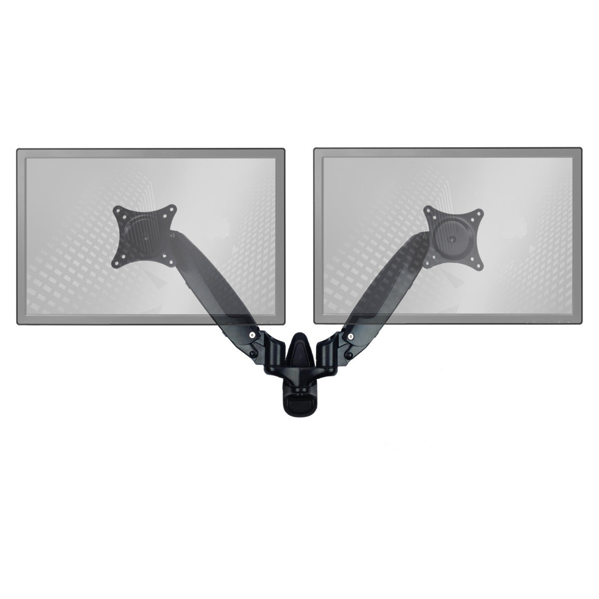 Dual Screen Wall Mount Monitor Arm – Sit-Stand, 360° Swivel, Black