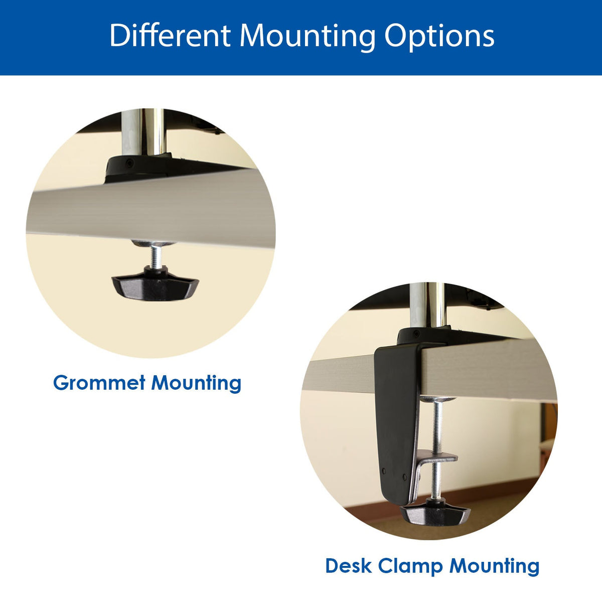 QualGear 3-Way Articulating Dual Monitor Desk Mount – 13-32", Silver