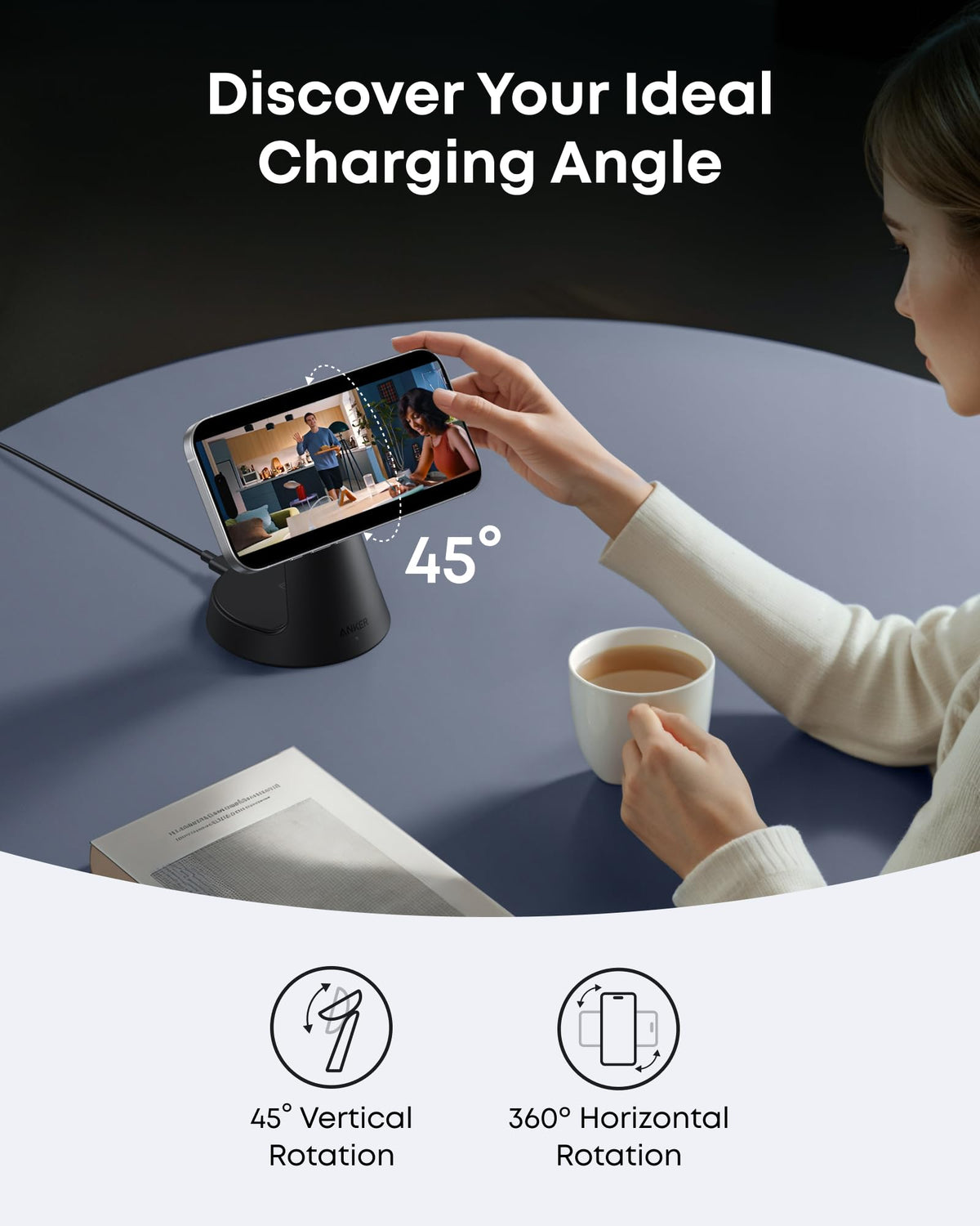 Anker MagGo 3-in-1 Wireless Charging Station – MagSafe-Compatible Dock Stand