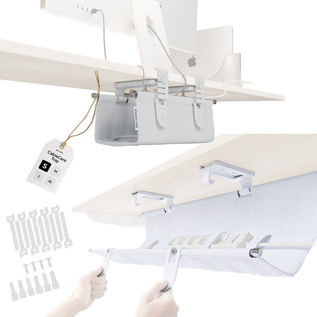 Ascrono® CableCare Cable Management Tray – Under Desk Organizer