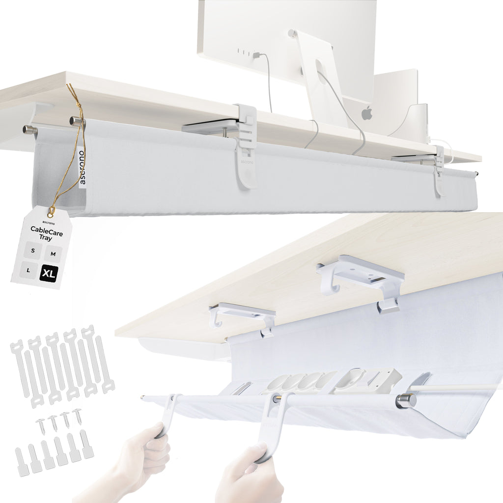 Ascrono® CableCare Cable Management Tray – Under Desk Organizer