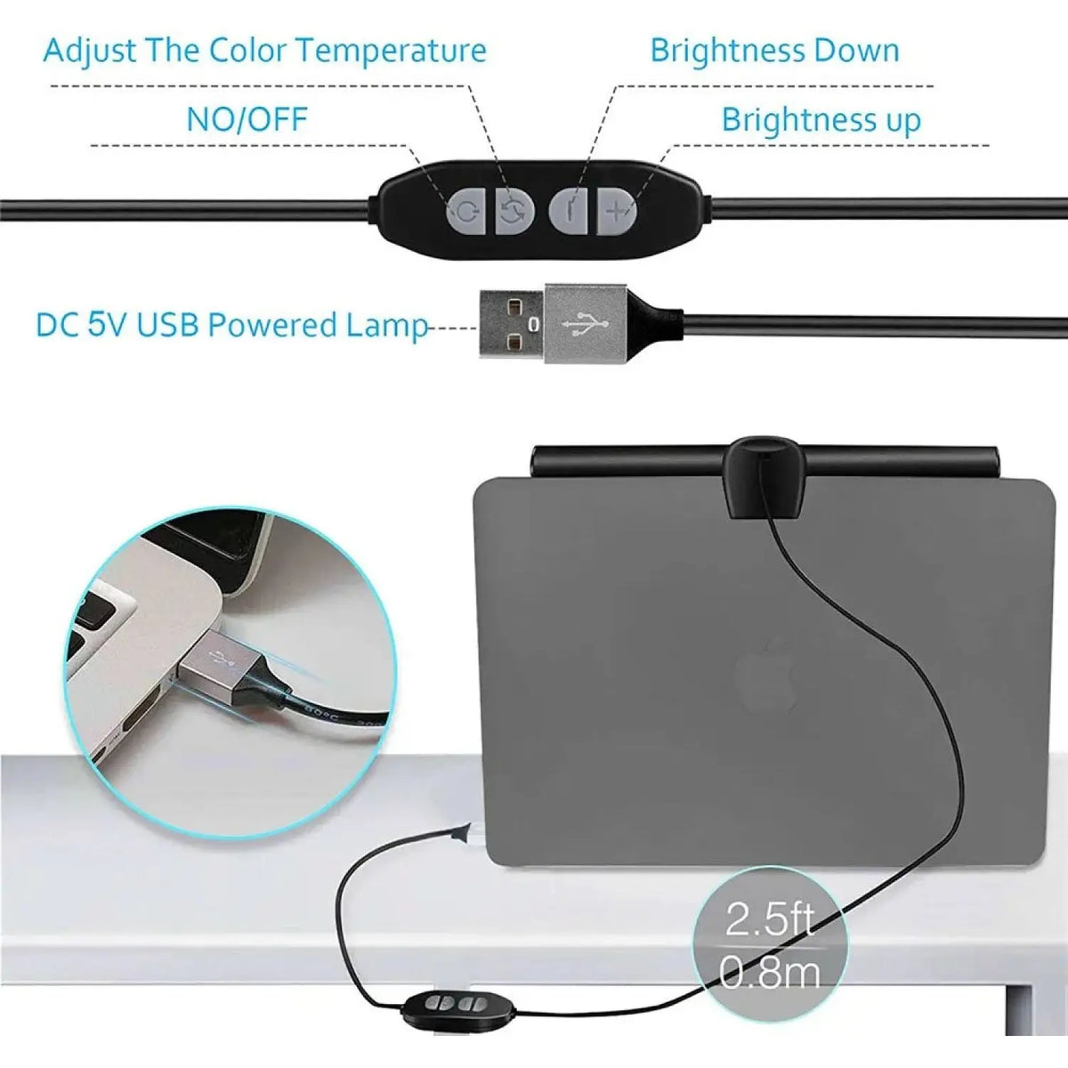 Clip-On Monitor Light Bar – USB Powered, 3 Color Modes, Eye-Care Screen Light