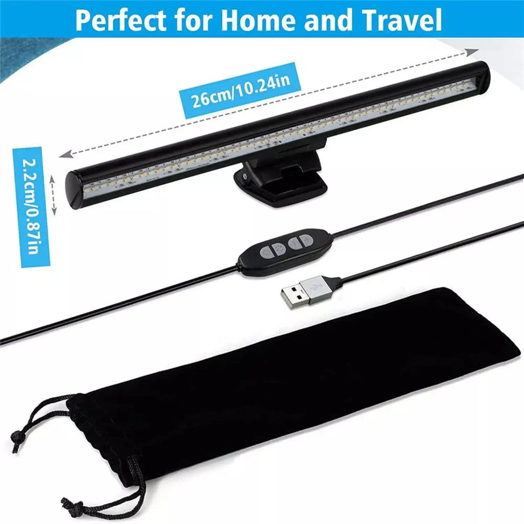 Clip-On Monitor Light Bar – USB Powered, 3 Color Modes, Eye-Care Screen Light