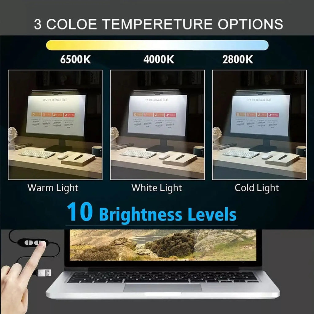 Clip-On Monitor Light Bar – USB Powered, 3 Color Modes, Eye-Care Screen Light