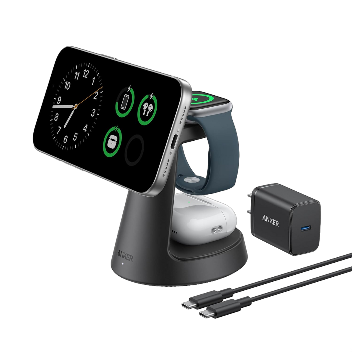 Anker MagGo 3-in-1 Wireless Charging Station – MagSafe-Compatible Dock Stand